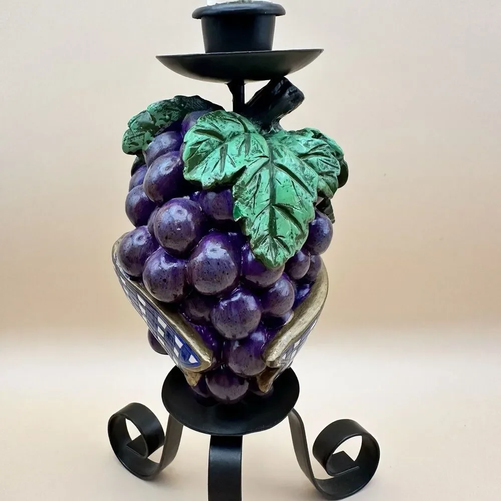 Vintage Homco Home Interiors Fruit Votive Candle Holder Set 3 Apple Pear Grape